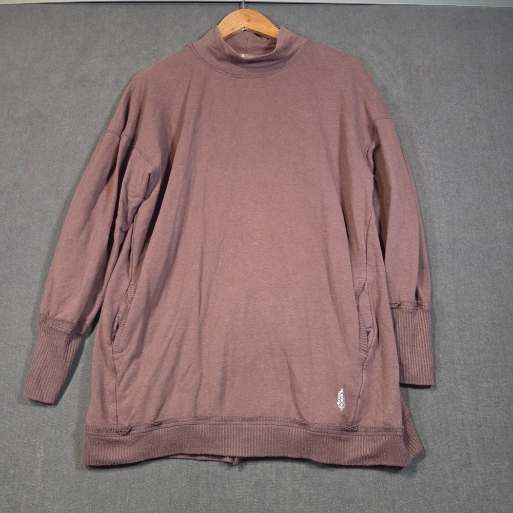 Free People FP Movement Sweatshirt Womens XS Mock Neck Back Zip Pullover